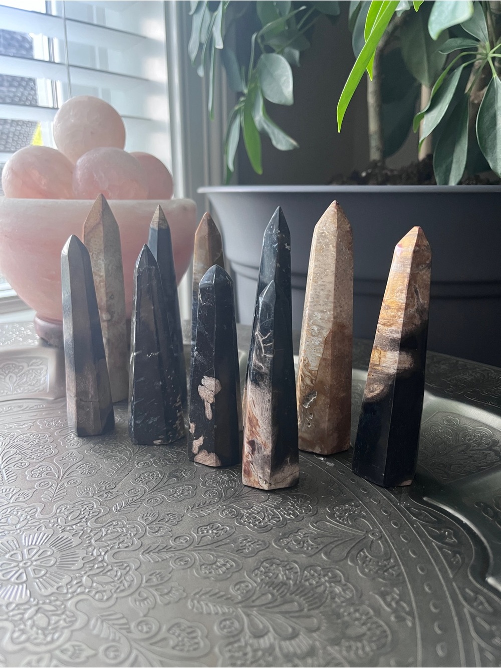 Palm root fossil tower